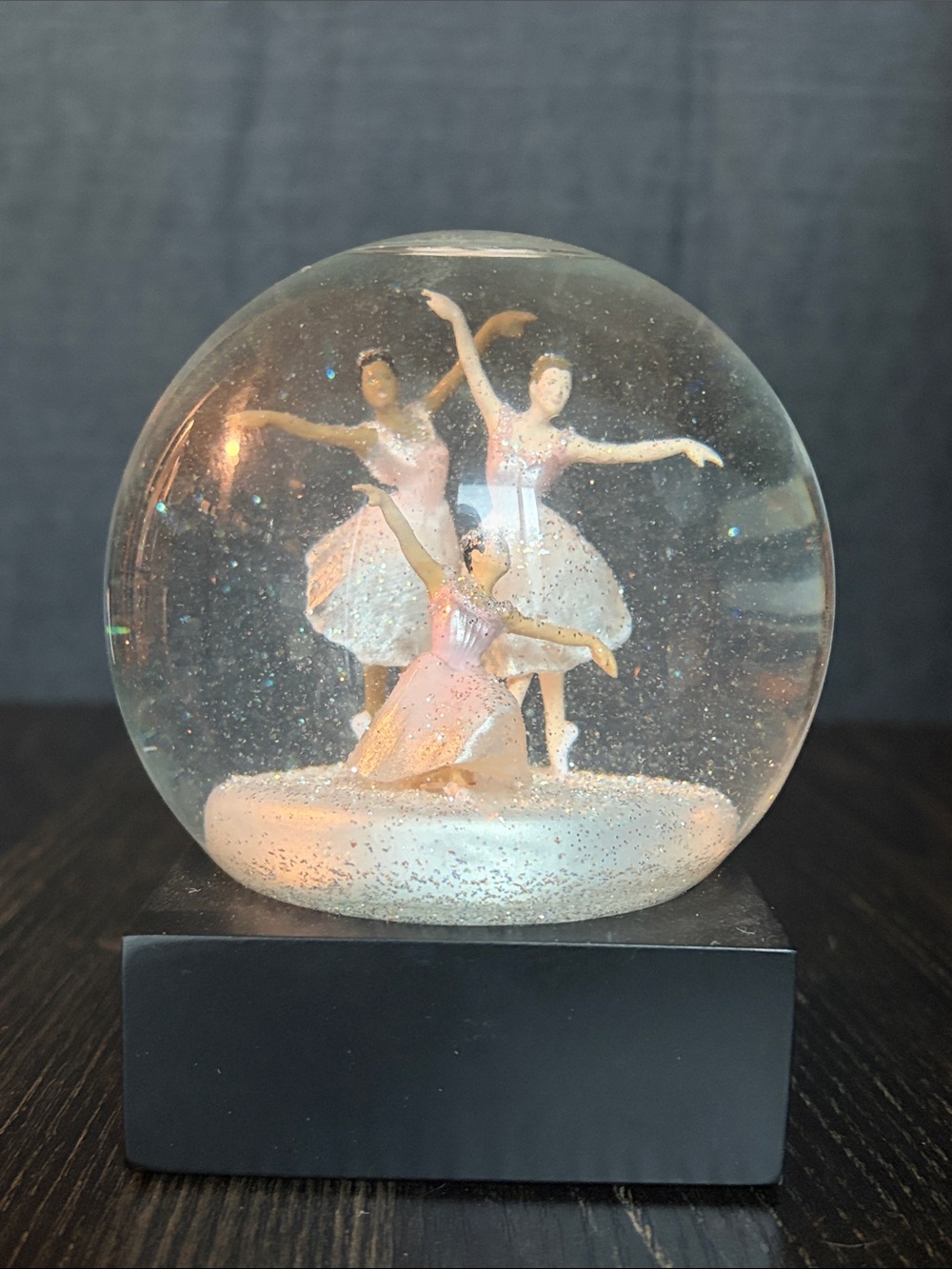 Pink Ballerina Snow Globe Sculpture – Elegant Home Art Accent